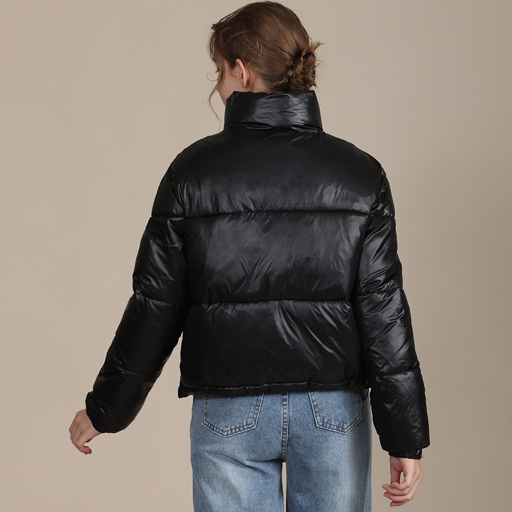 Zipper Short Puff Jacket for Women
