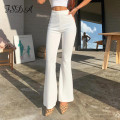 FSDA Women White Sexy Pant Summer 2020 Ribber Hollow Out Streetwear Jogger High Waist Harajuku Bandage Trousers Party Pants
