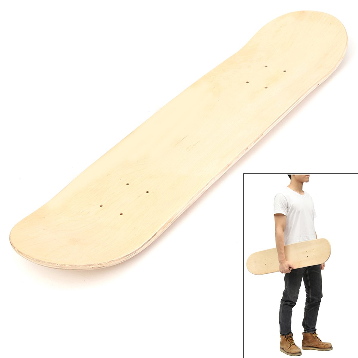 8inch Skateboards Natural Skate Deck Blank Board Skateboards Deck Wood Maple Long board Wood Maple Beginnner skate board