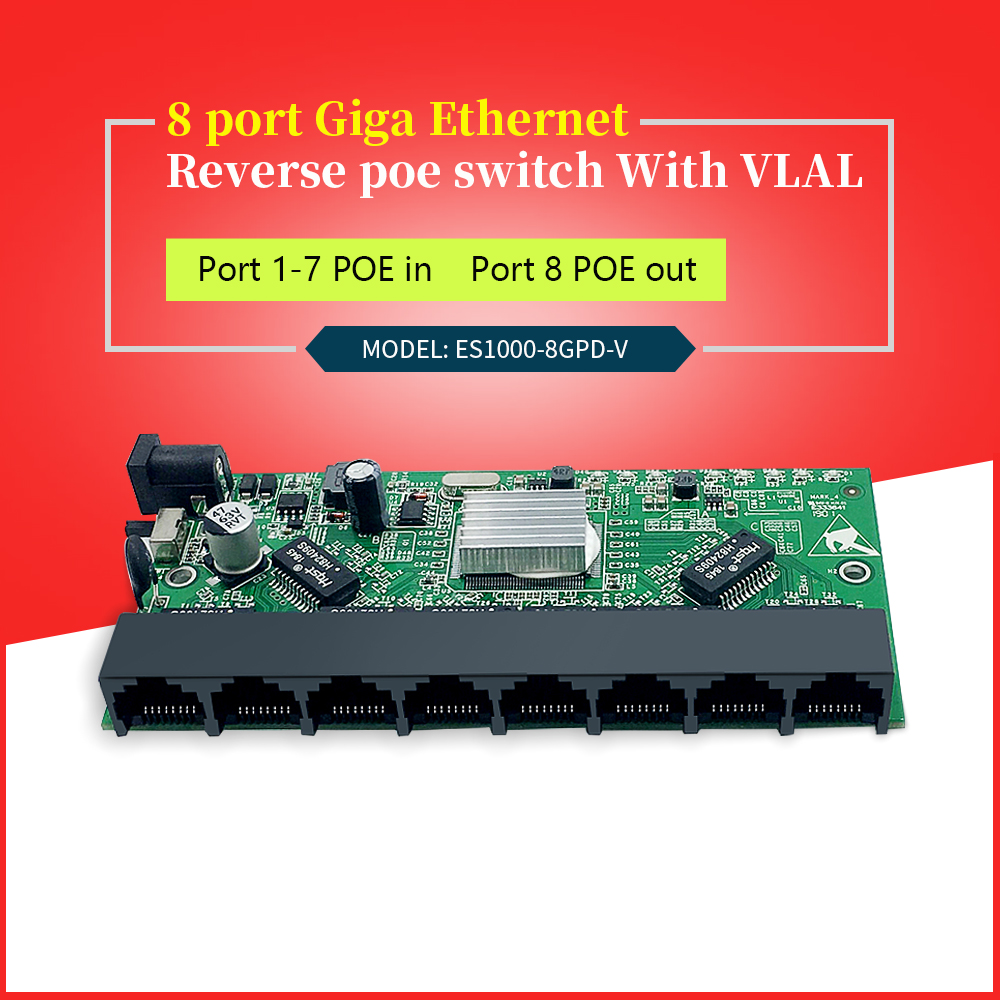 GPON/EPON SOLUTION SUPPLIER With VLAN 8 port 10/100M and 10/100/1000M realtek RTL8370N reverse PoE switch motherboard