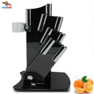 Acrylic Kichen Knife Holder for Ceramic Knife 3'' 4'' 5'' 6'' inch Knives with peeler Storage Cutlery Stand Block Tool Set Blac