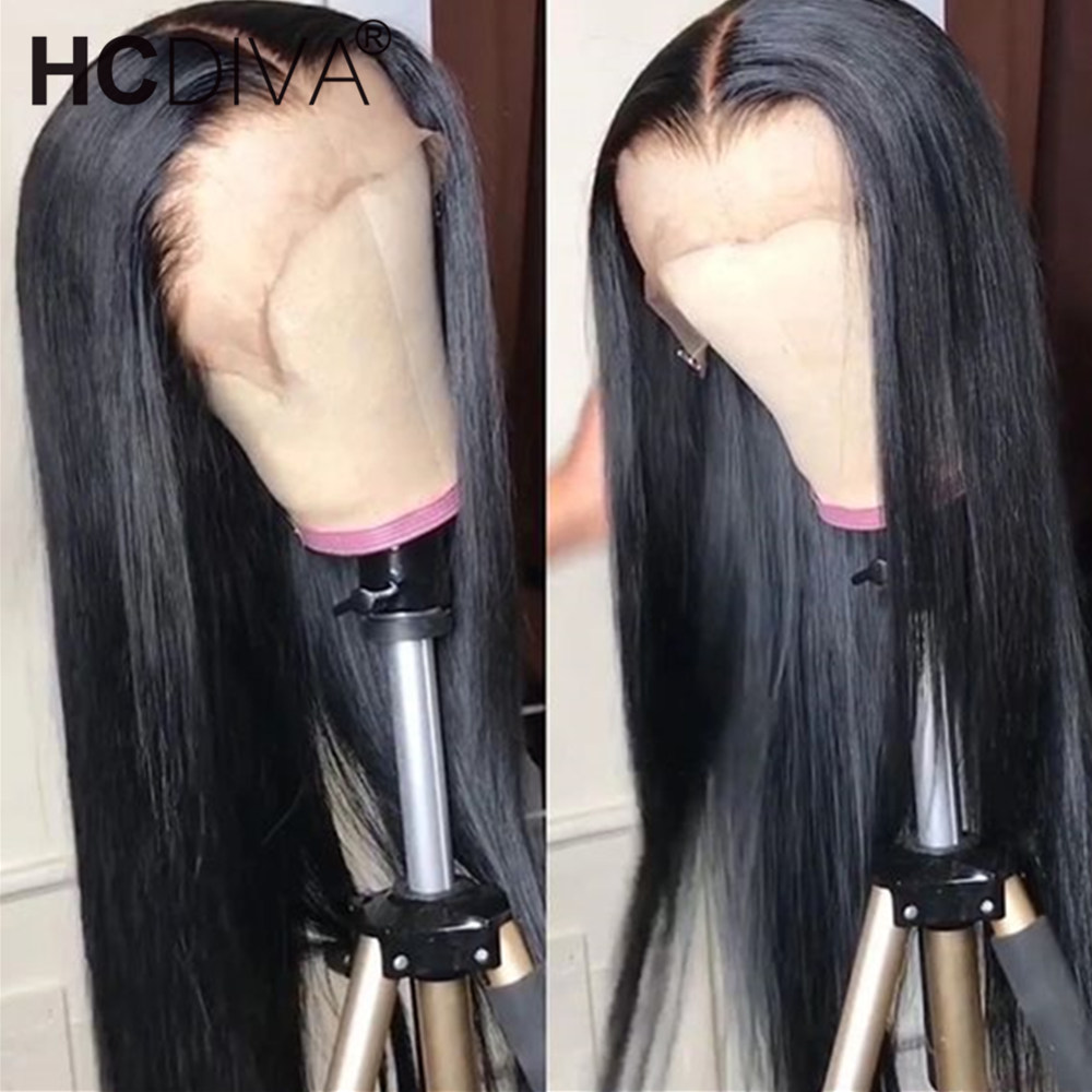 Middle Part 30inch Lace Part Human Hair Wigs Lace Part Wigs Pre Plucked With Baby Hair 150% Brazilian 13*1 T Part Lace Remy Wigs