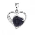 Blue Sandstone Love Heart Birthstone Pendant Gemstone Necklaces for Women