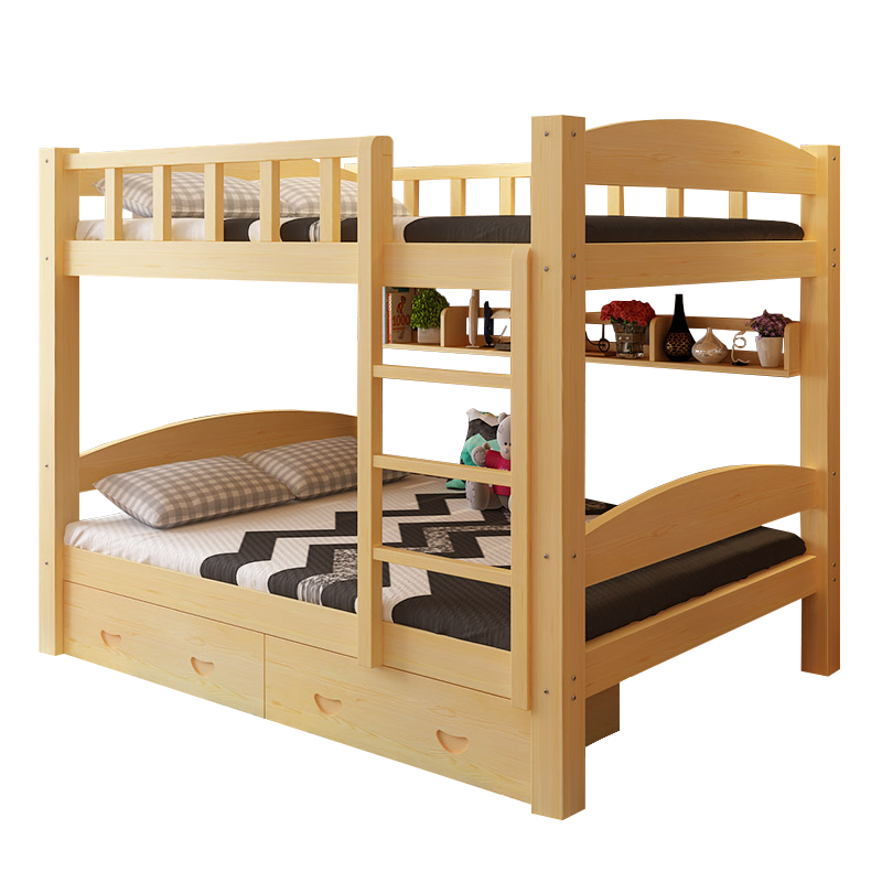 Louis Fashion Beds Simple Modern Solid Wood Upper and Lower Berth Adult High and Low Level Double Children