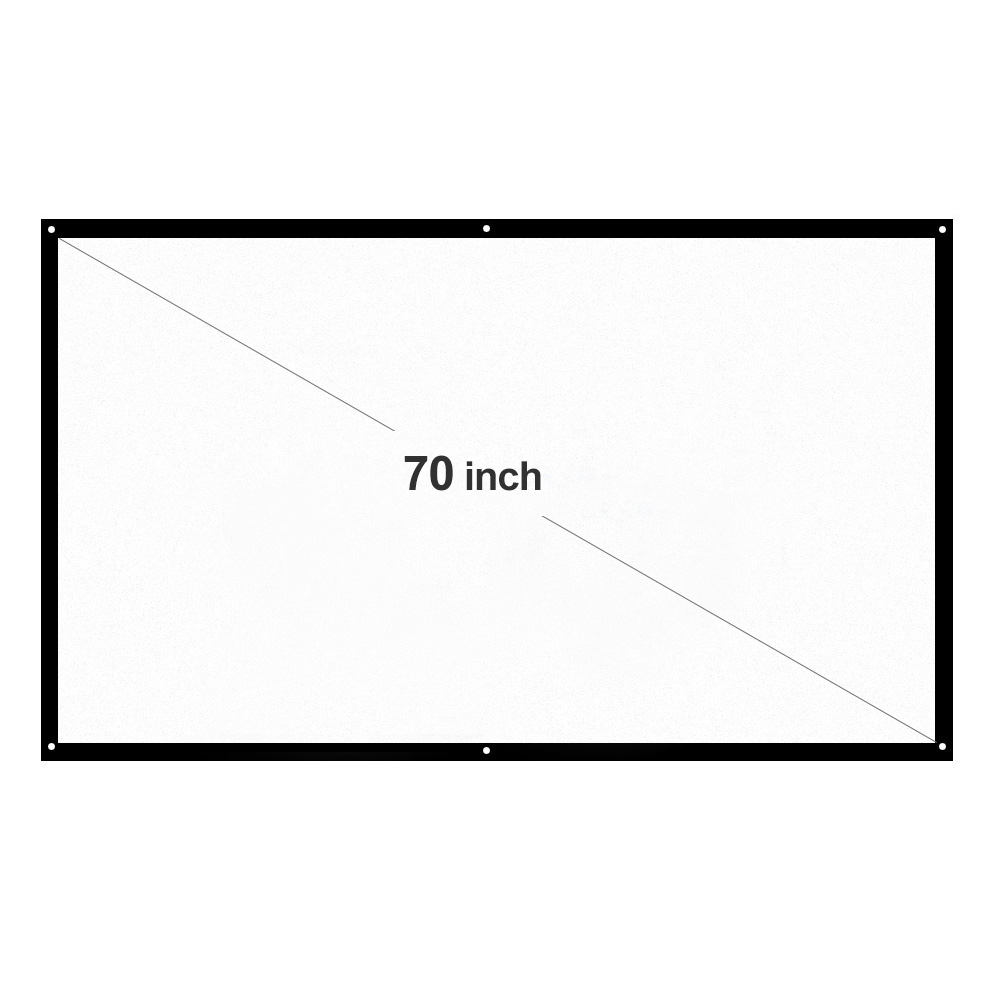 H70 70'' Portable Projector Screen HD 16:9 White Dacron 70" Diagonal Projection Screen Foldable Home Theater for Wall Projection