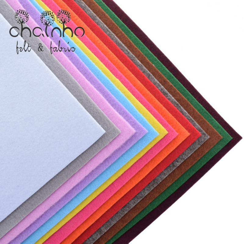 Non Woven Fabric,3mm Thickness,Polyester Acrylic Thick Felt,DIY Sewing Material for Dolls/Crafts/Toys,Solid Color,13pcs 30x30cm
