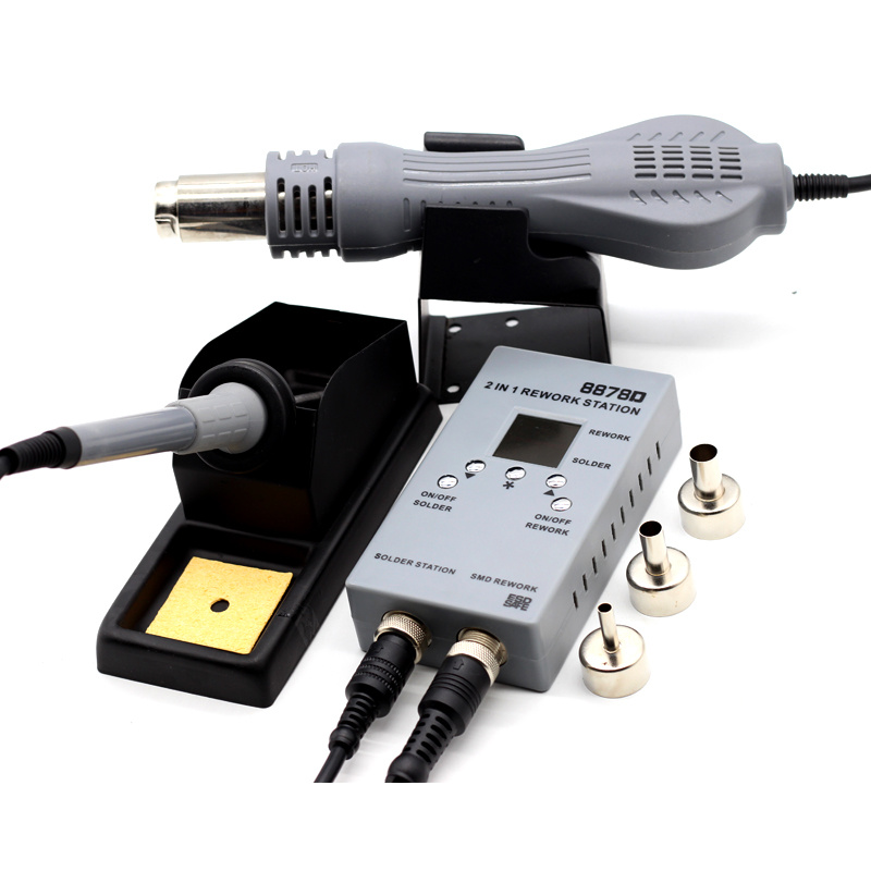 8878D Double Digital 2 In 1 SMD Rework Soldering Station Hot Air Blower Heat Gun Welding Solder Iron Repair Tool VS 8586