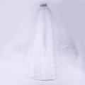 Pearl Women Wedding Dress Veil Two Layers Tulle Ribbon Edge Short Bridal Veils Accessories Elbow Length Wedding Veils With Combs