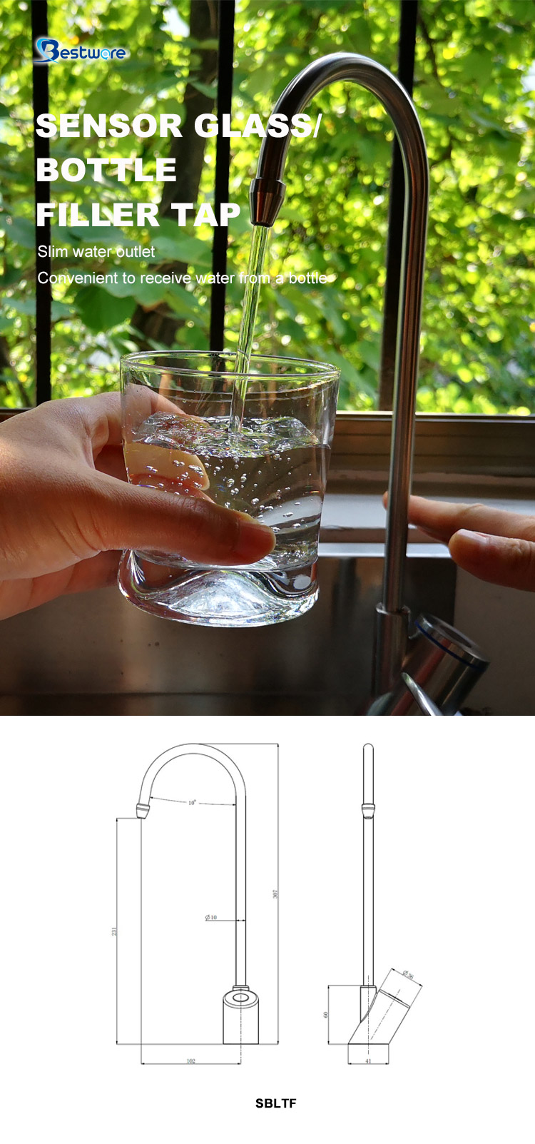 Sensing drinking water tap for hotels