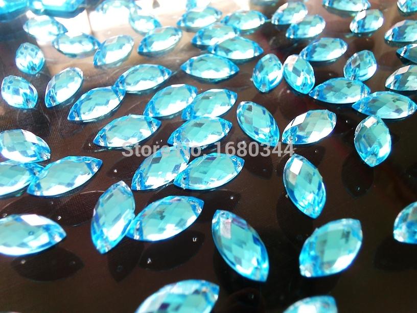 6*12mm Navette shape flatback Sew on rhinestones Light blue colour gem stones acryl crystal strass diamond 300pcs/lot