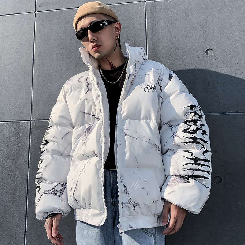 Hipster Winter Down Jacket Men Cartoon Bear Print Parka Men Hip Hop Streetwear Winter Thick Warm Jackets Coats Men Clothes