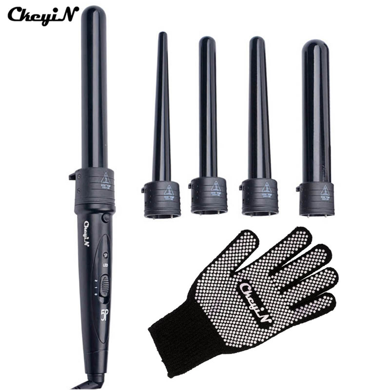 CkeyiN New 5 Part Hair Curling Iron Machine 5P Ceramic Hair Curler Set 5 Sizes 09-32mm Curling Wand Rollers With Glove Clips 28