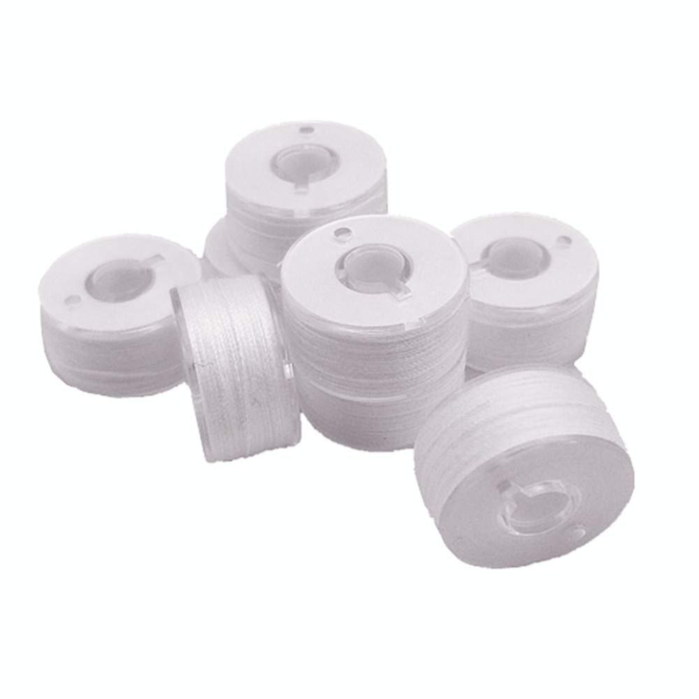 36PCS Sewing Bobbins white Polyester Sewing Thread Transparent Plastic Bobbin And Bobbin Clamps Sewing Machine Accessories Set