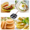 4 Hole Omelet Pan for Burger Eggs Ham Pancake Maker Wooden Handle Frying Pot Non-stick Breakfast