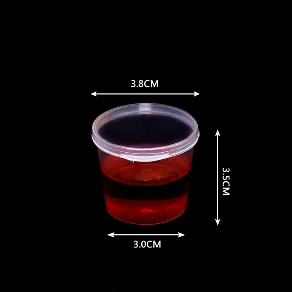 100Pcs Wholesale Clear Food Small Sauce Containers Package Box&Lid Portable Disposable Portable Plastic Cups Transparent