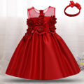 Infant Baby Clothes Sleeveless Lace Bowknot Red Baby Dress Gown 0-24 Month Toddler Costume Christmas Dress Girl Birthday Dresses