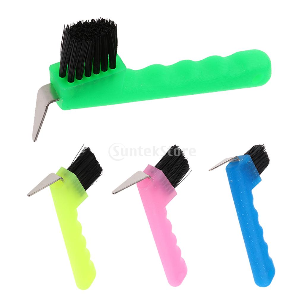 Hoof Pick with Brush Horse Grooming Equipment Tool Green Pink Blue Fluorescent Yellow