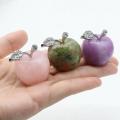 Crystal 1.0Inch Carved Polished Gemstone Apple Crafts Home Decoration Gifts Mom Girlfriend