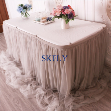 CL072F manufacture beautiful new many colors fits different shape custom made wedding gathered ruffled table skirt