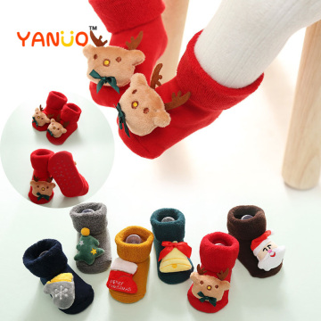 2020 New Cute Cartoon Christmas Baby Socks Newborn Keep Warm Elk Kids Socks Infant Toddler Non-Slip Socks For 0-18 Months