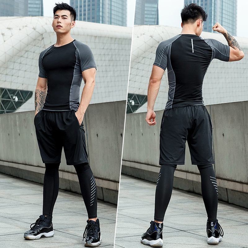 Fitness Clothing Running Jogging Suits Exercise Workout 5pcs / Set Men's Tracksuit Compression Sports Wear for Men Gym Training