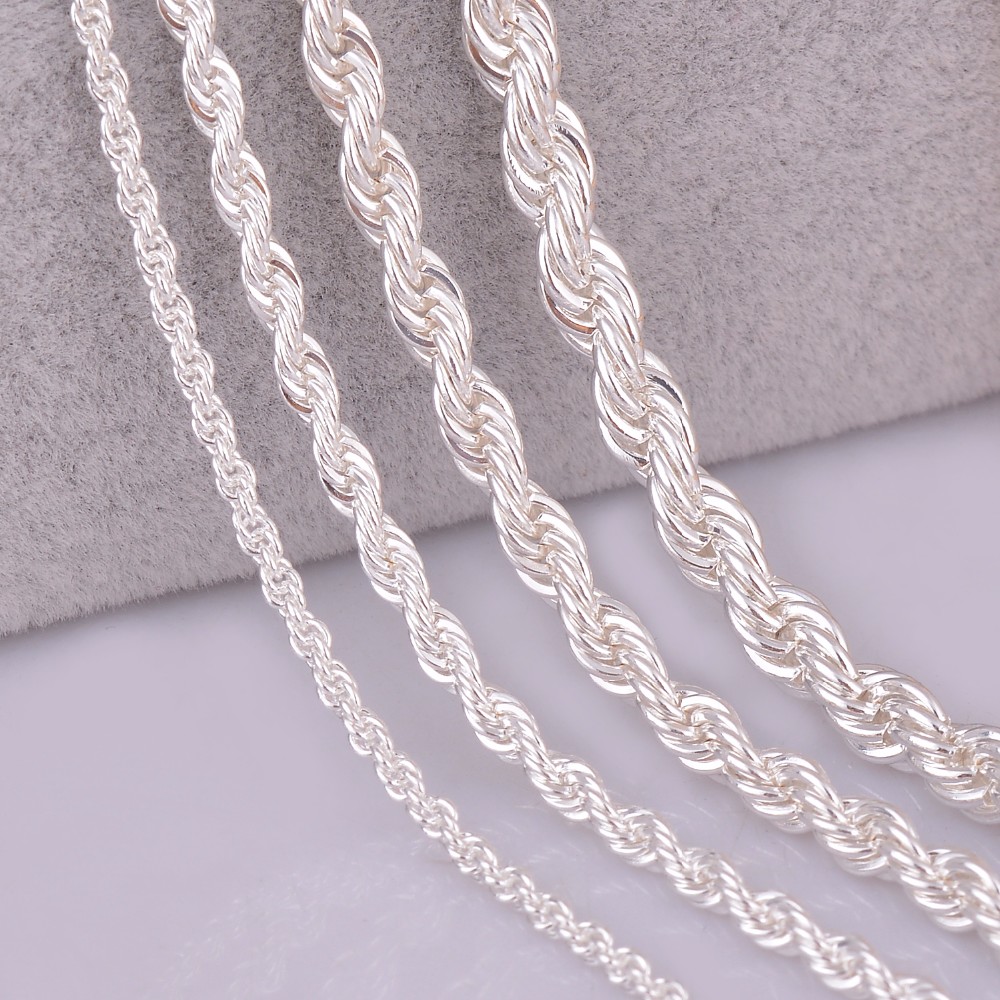1Pc Width 2mm,3mm,4mm,5mm Rope Chain Necklace Length 8",16",18",20" DIY Jewelry Making