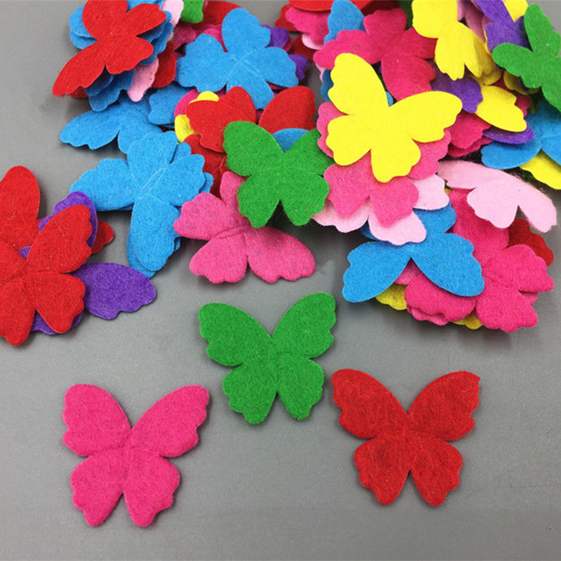 DIY 400pcs Mixed Colors butterfly-shape Die Cut Felt Cardmaking decoration 30mm