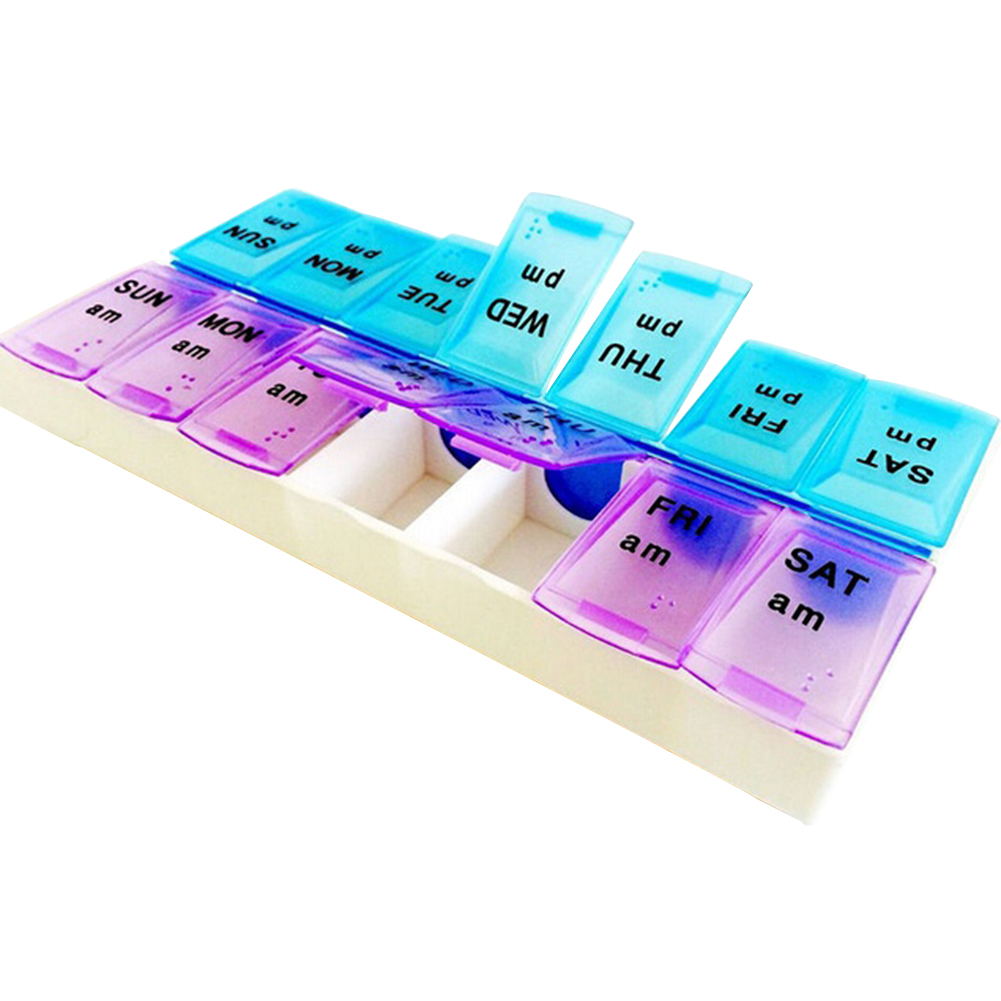 Weekly 7 Days 2 Times a Day Medicine Pill Storage Case Organizer Pill Box Container Dispenser