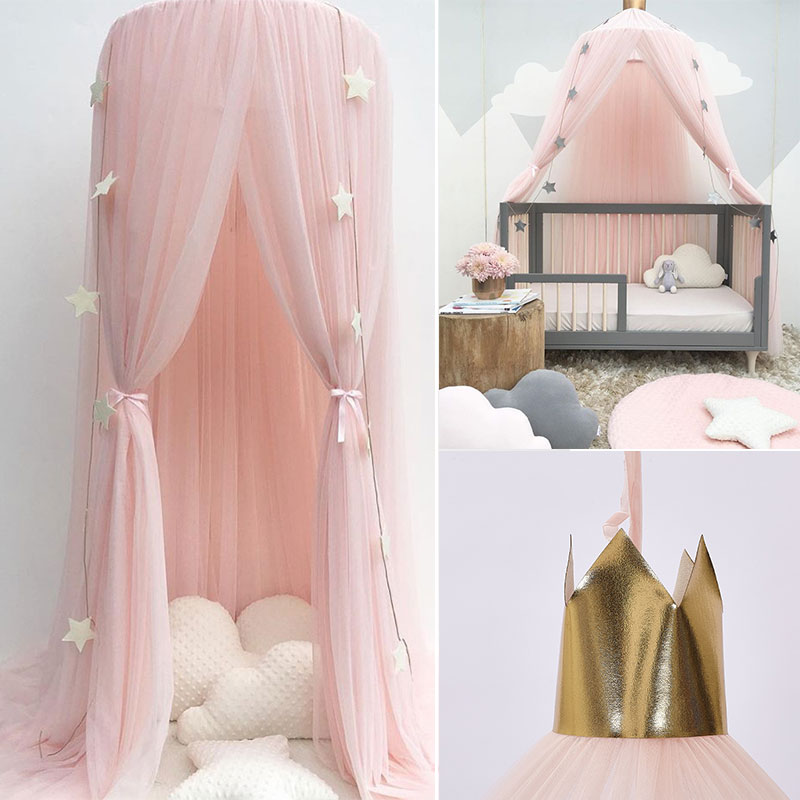 Nordic Style Princess Lace Kids Baby Bed Room Canopy Mosquito Net Curtain Bedding Dome Tent For Baby Reading Playing Home Decor