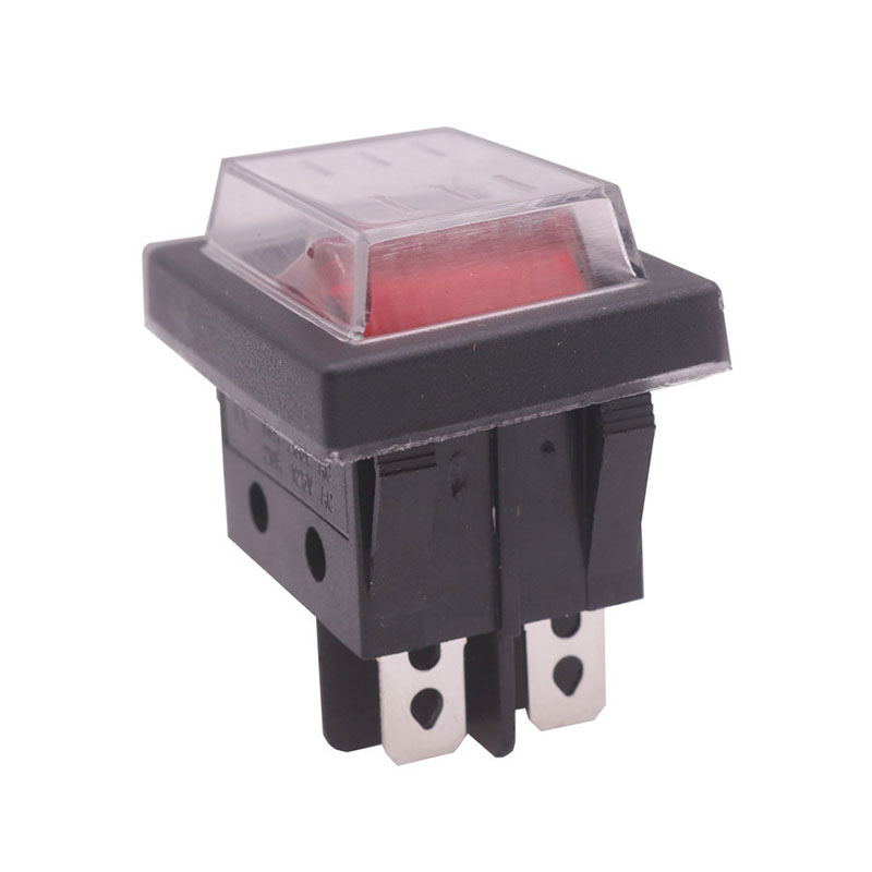 2 Pcs Red Button Rocker Switch 4 Plugs 37 * 30 * 30mm 16A 250V AC/20A 125V AC Electrical Equipment Switches Wholesale