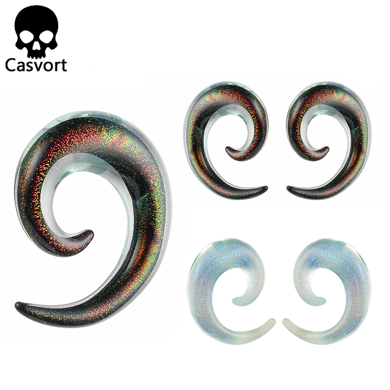 Casvort 2PCS New Piercing Ear Gauges Glass Ear Plugs Tunnels Expander Body Jewelry Stretcher Fashion Earrings For Gift