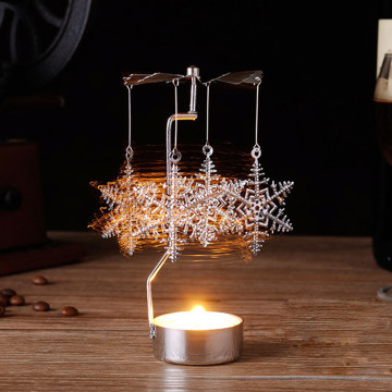 Hot Spinning Rotary Metal Carousel Tea Light Candle Holder Stand Light Xmas Gift candelabros decorativos de velas candelabra QE