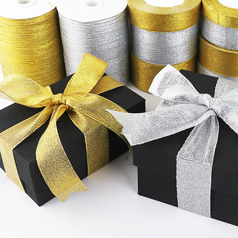 22metersRoll Gold Silver Glitter Satin Ribbon Crafts Wedding Decorative DIY Organza Onions Ribbons Bow Christmas Gift Supplies