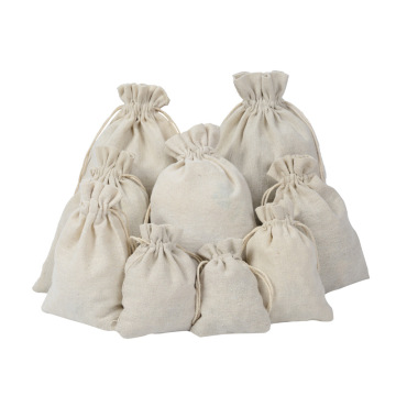 10pcs/lot Multi Size Reusable Cotton Drawstring Gift Bag Wedding Christmas Use Sachet Storage Charms Jewelry Packaging Linen Bag