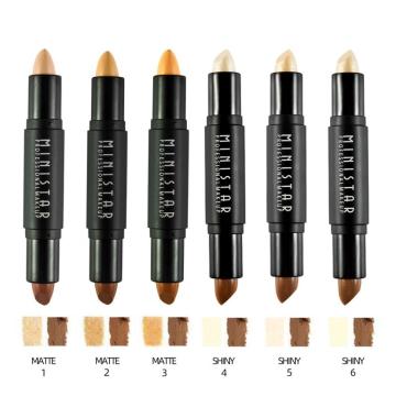 6 Colors Double Head Face Highlighter Concealer Stick Matte Lasting 3D Contour Makeup Pore Acne Cover Face Contour Makeup TSLM1