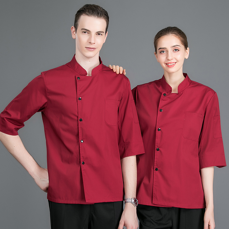 New Arrival Short Sleeves Restaurant Uniform Kitchen Hotel Cook Work Wear Breathable Chef Jacket Pure Color Unisex Sushi Costume