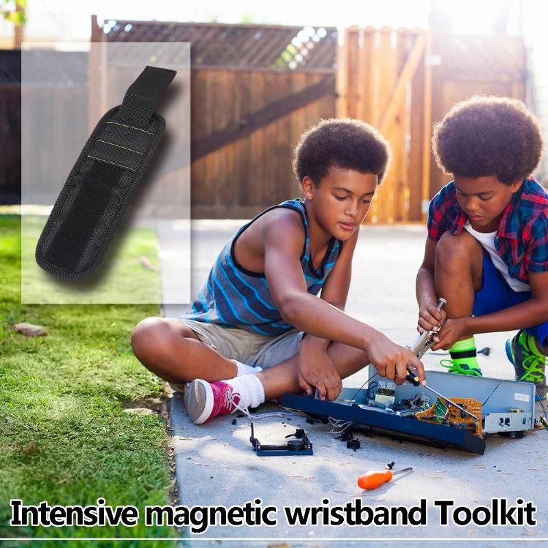 Waterproof Magnetic Wristband Tool Bag Electrician Portable Toolkit Strong Magnets Hand Bracelet for Screws Nails Drill Bits