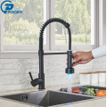 POIQIHY LED Light Kitchen Faucet Matte Black SPring Pull Down Bathroom Mixer Tap Single Handle Brushed Nickel Cold Hot Water Tap