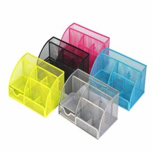 Mesh Desktop Organizer Metal Pen Pencil Holder File Paper Book Letter Magazine Tray 6 Compartments Stationery Holder Organizer