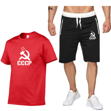 CCCP Set Men Tracksuit Sports Suit Clothes Running Jogging Sport Wear Exercise Workout Shorts Moscow Russia Set New T Shirt Sets
