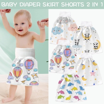 2 in 1 Baby Diaper Skirt Pure Cotton High Waist Waterproof Training Pants Shorts New Dropship