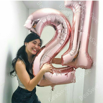 2pcs 32/40inch metallic foil number digit balloons 21 years old birthday party decor helium inflatable globos slim ball gifts