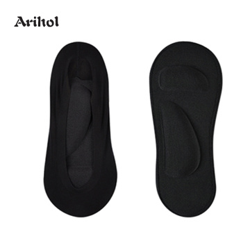 3D Sponge Padded Socks Insole Sock Women's No Show Cushion Liner Ice Silk Boat Sock Foot Pain Relief Arch Support Massage