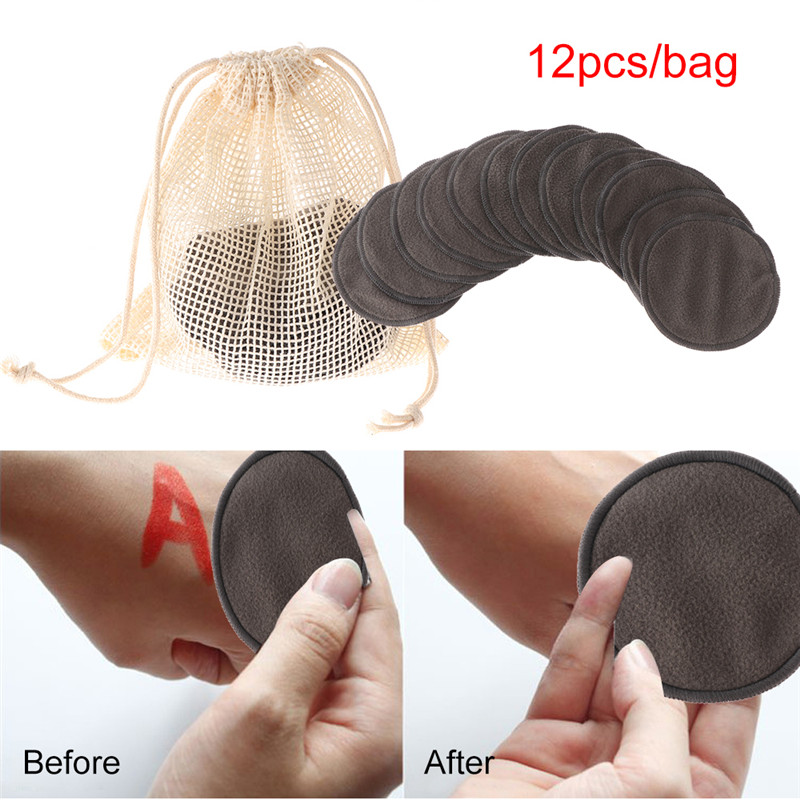 12PCS/SET Reusable Bamboo Fiber Washable Rounds Pads Makeup Removal Cotton Pad Cleansing Facial Pad Cosmetic Tool Skin Care