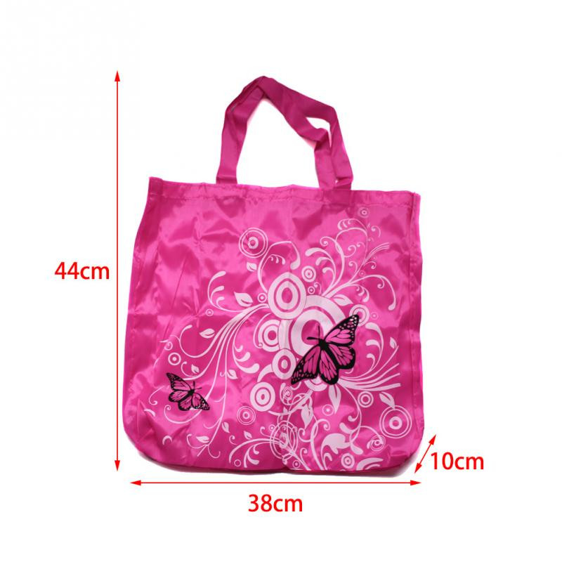 Foldable Shopping Bag Butterfly Flower Oxford Fabric Shoulder Bag Portable Eco-Friendly Grocery Bags Reusable Tote Ladies