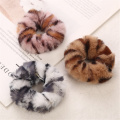 1 Pcs New Fashion Colorful Leopard Print Plush Fur Scrunchies Elastic Hair Bands For Girls Warm Ponytail Holder For Girl Women