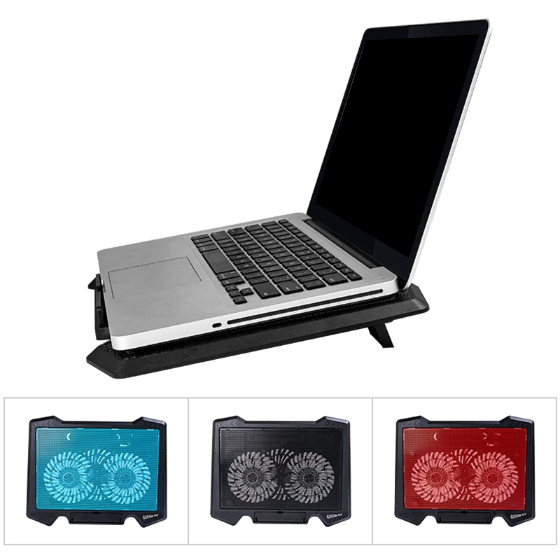 Laptop Cooler 2 USB Ports and Two Cooling Fan LED Laptop Cooling Pad Notebook Stand for 12-17 Inch for Laptop