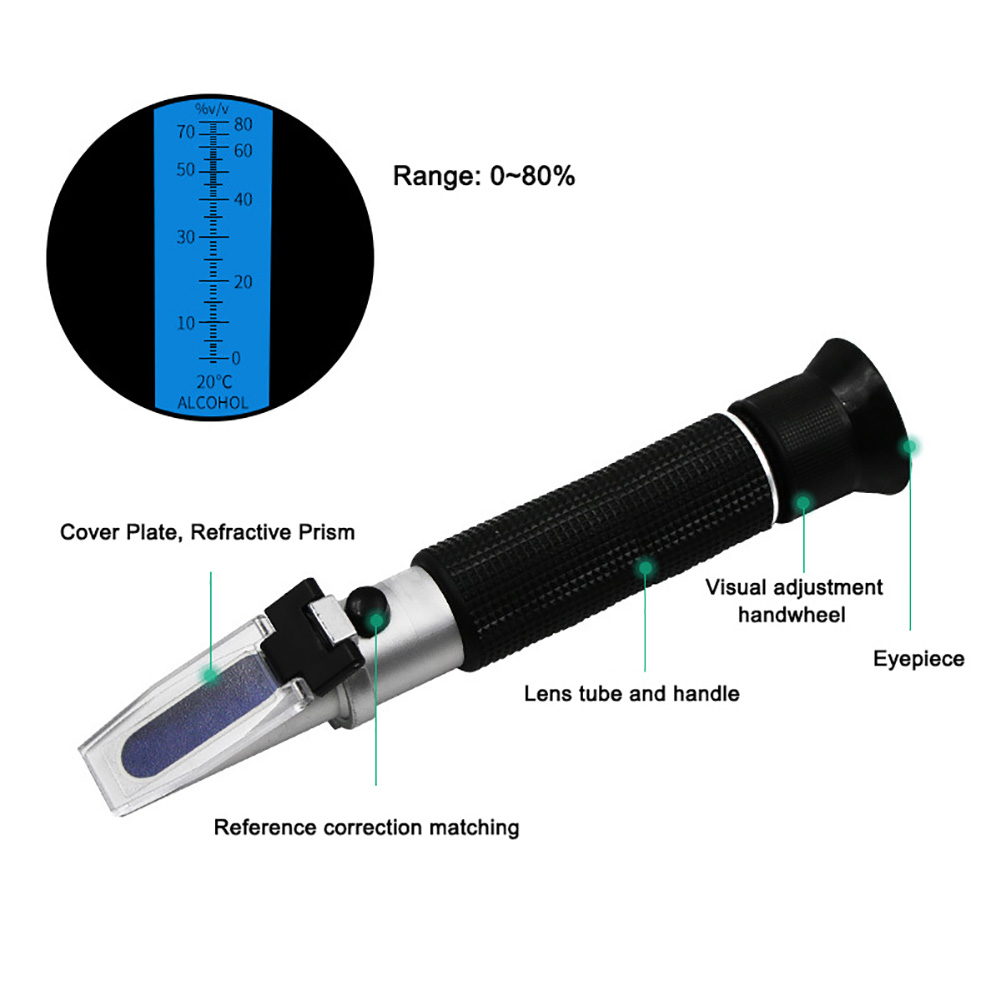 Hand-held Alcohol Meter Portable Refractometer Alcoholometer Meter Alcohol Concentration Measurement Tool Wine Tester