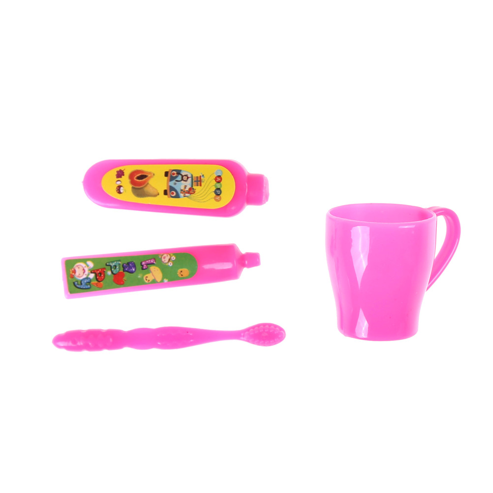 1SET Pink Doll Accessories Toothpaste Tube Toothbrush Bathroom For Dolls Little Girls Baby Toys Gift
