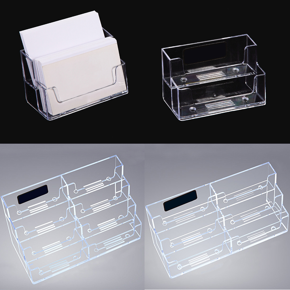 Portable Display Stand Business Card Holder Transparent Multilayer Home Office School Storage Shelf Desktop Dispenser Landscape